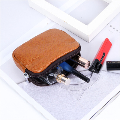 genuine leather coin purse Bus card package Driver's license originality Korean Edition zipper key case Coin Buses Earplugs cowhide