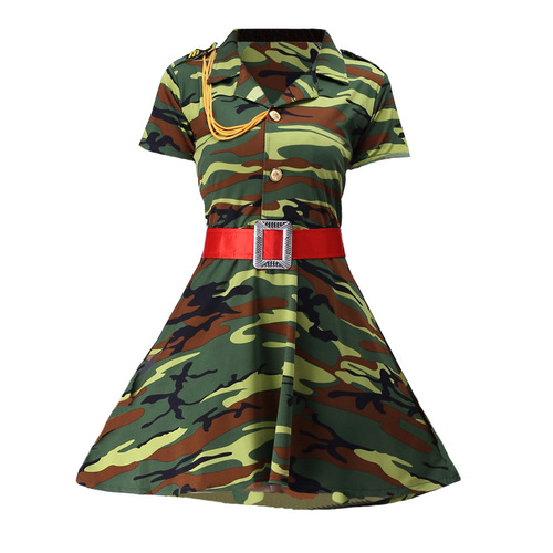 New camouflage performance dress for women, camouflage skirt square dance navy dance costume military drum costume adult performance costume