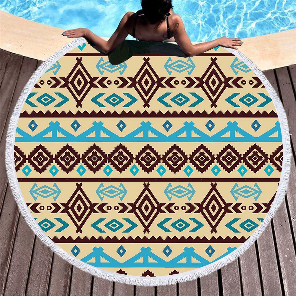 Вышитая циновка пляжа Tassel Microfiber пляжного полотенца волны печатания цифров Европейская и американская Геометрическая круглая