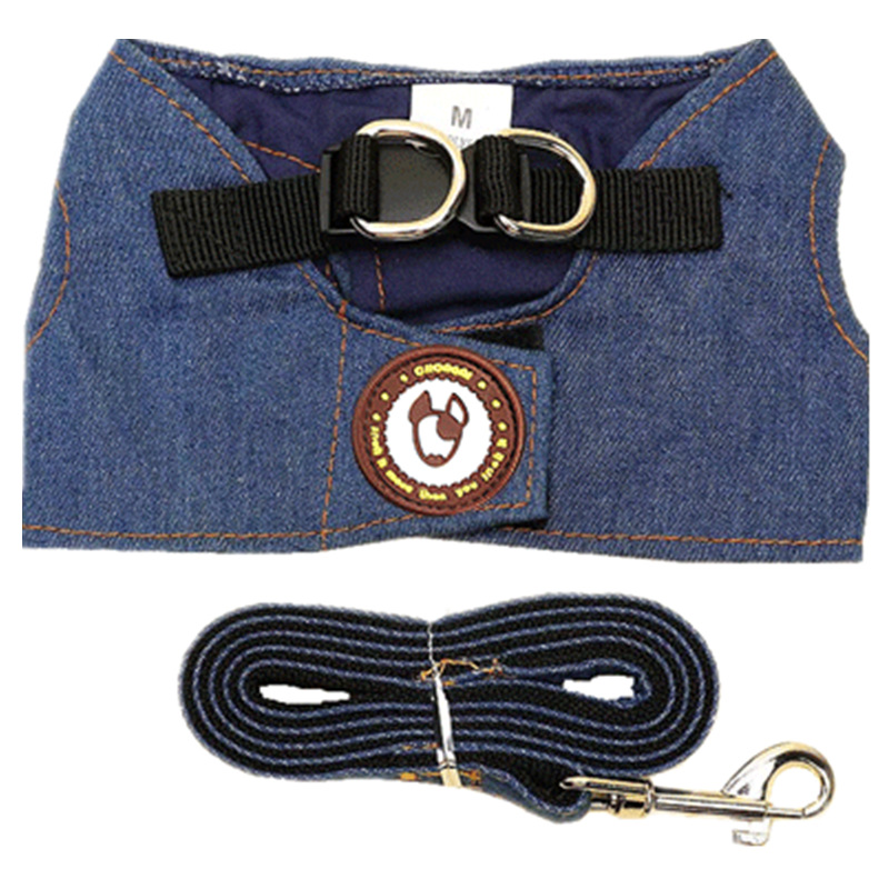 Perro mascota cuerda para caminar Denim cuerda de tracción correa de pecho perro cuerda para caminar cuerda de perro Teddy pecho espalda para el otoño y el invierno