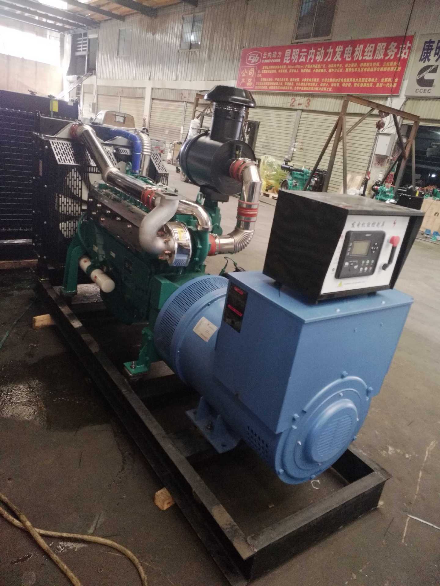 云南昆明山东潍坊258KW柴油机配上海玖弈200KW自动化发电机组