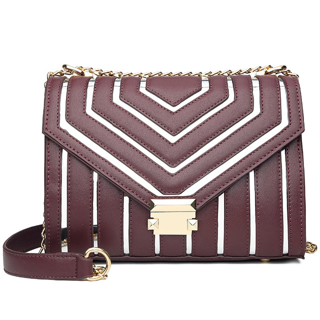 new chain small square bag lock button handbag stripe 
