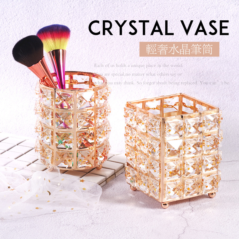 Nail Art Tools ins Style Nordic Crystal Pen Holder Makeup Brush Nail Art Brush Storage Box Dressing Table Exquisite Ornaments