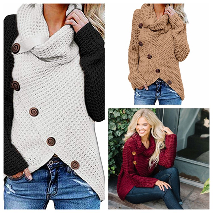2026 Autumn/Winter Knitted Sweater Ol Commuting Amazon High-Neck Cardigan Solid Color Sweater Women's Clothing Dropshipping