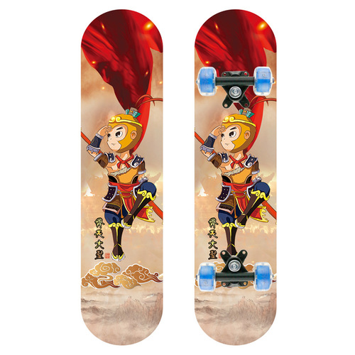 Skateboard flash wheel four-wheel children's skateboard 60cm baby beginner cartoon double-sided double-sided pattern scooter factory
