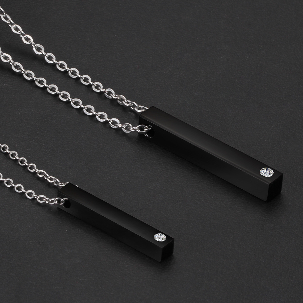 Customization Laser Engraving Pattern All Seasons Season Simple Style Customization Laser Engraving 304 Stainless Steel Plating Unisex Pendant Necklace Men Pendant Necklaces