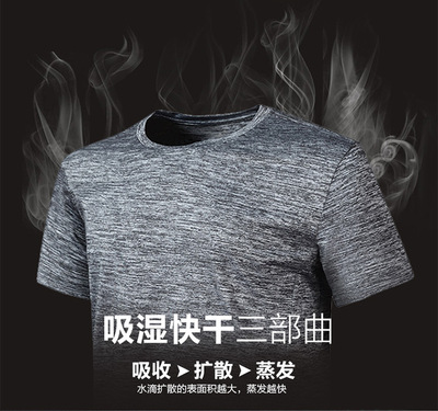 厂家批发夏季户外速干衣男士休闲健身瑜伽服大码短袖篮球运动t恤