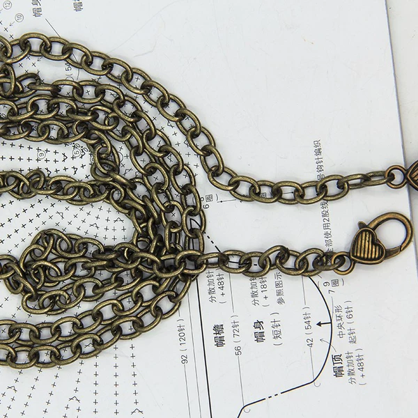1.2 meters of ancient copper O -type chain love heart striped clamp buckle