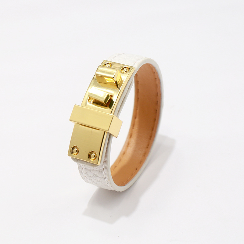 Ig Style Solid Color Pu Leather Alloy Plating Unisex Bangle display picture 6