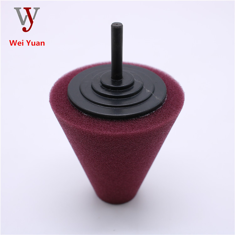 Venta al por mayor detalles de belleza coche cero pulido esponja cónica pulido rueda cubo medio malla esponja cepillo mango diámetro 6mm