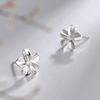 Earrings, fashionable accessory, silver 925 sample, flowered, simple and elegant design, Korean style, 925 sample silver