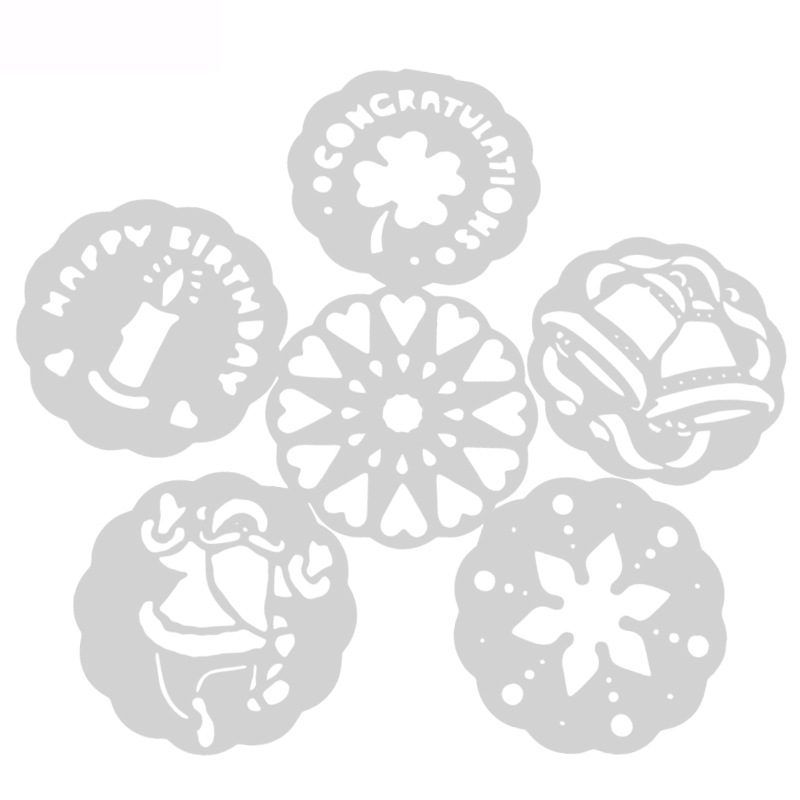 优质 白色6件套喷花模 蛋糕喷花模 印花模 糖粉筛 西点装饰