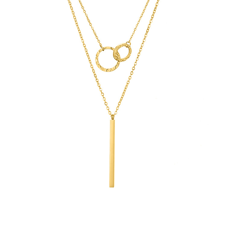 Zweischichtiger Geometrischer Anhänger Einfache Edelstahl 316l Halskette Für Frauen display picture 4