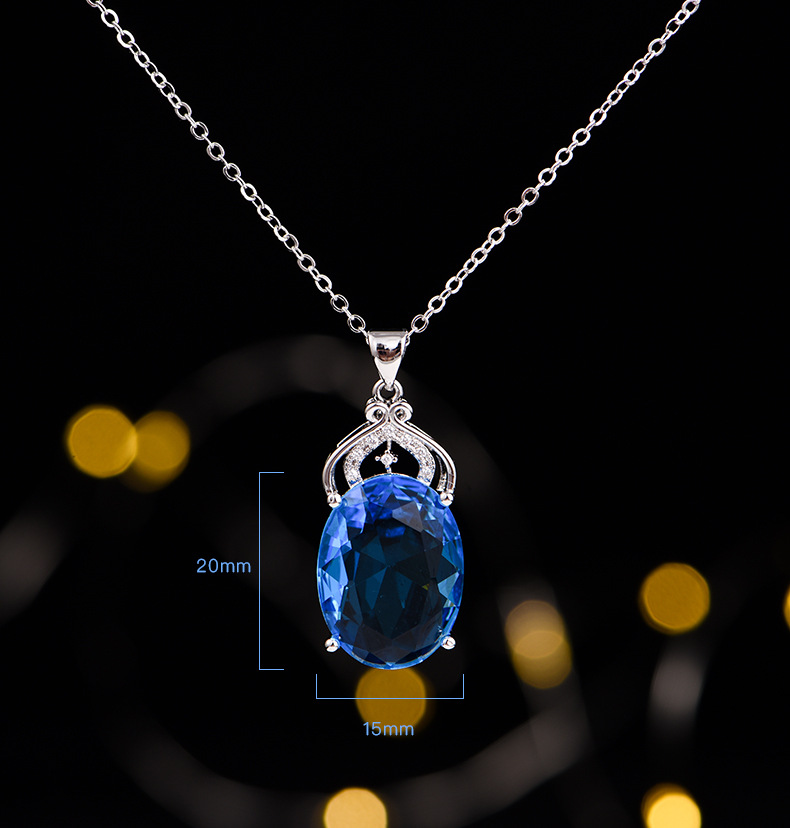 Fashion Water Drop Sapphire Pendant Women's Micro-set Colored Gemstone Necklace display picture 2