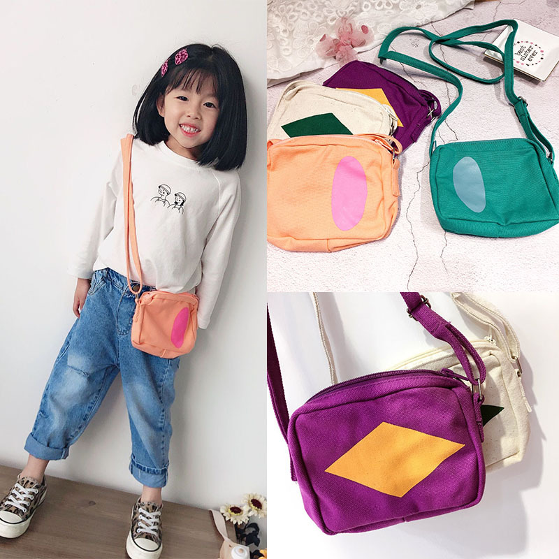 Korean Edition colour canvas zipper children Simplicity leisure time Traveling Small square package coin purse
