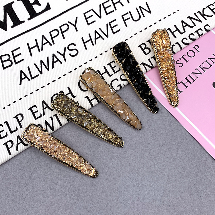 Mori Hairpin Korean Broken Diamond Crystal Hairpin Top Clip Girl Side Broken Hair Clip Duckbill Clip display picture 2