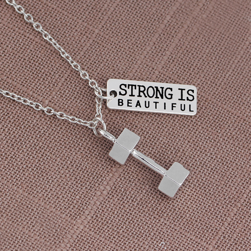 New fashion Weakness is a choice English alphabet small kettlebell necklace nihaojewelry wholesale