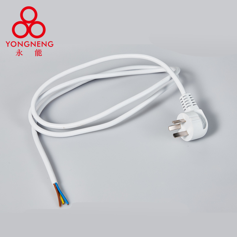 3芯10A 0.75 1.0平方大功率单头裸线尾电源线三项三扁插头线