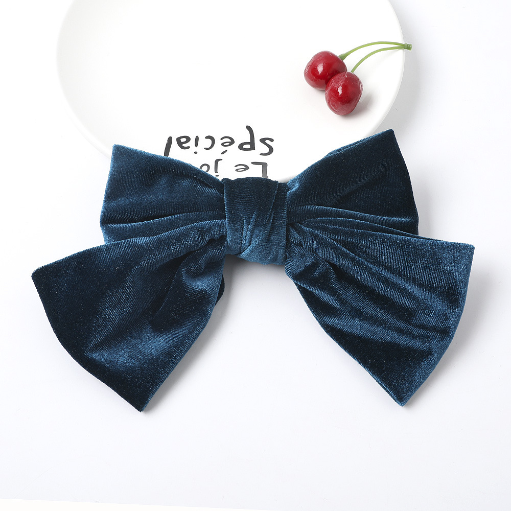 New Fashion Korean Velvet Bow Hairpin Velvet Gold Velvet Cloth Spring Clip Nihaojewelry Wholesale display picture 5