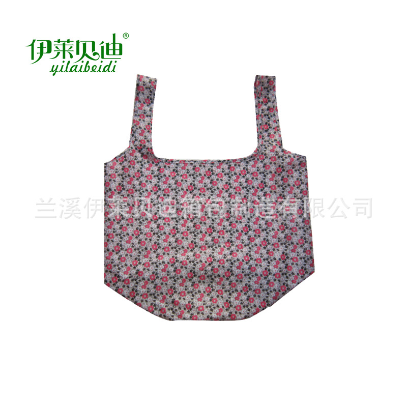 涤纶印花布圆底袋 批发涤纶背心袋 折叠购物袋厂家定做可印logo