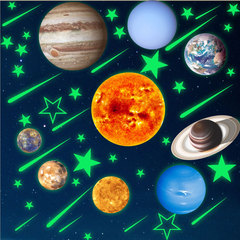 Foreign Trade. Fluorescent Moon Nine Planets Solar System Glowing Sticker Children's Room Decor Night Light Wall Sticker