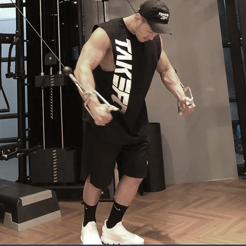 Muscle fitness vest men's summer loose base training cotton breathable basketball large size foreign trade vest sleeveless sports