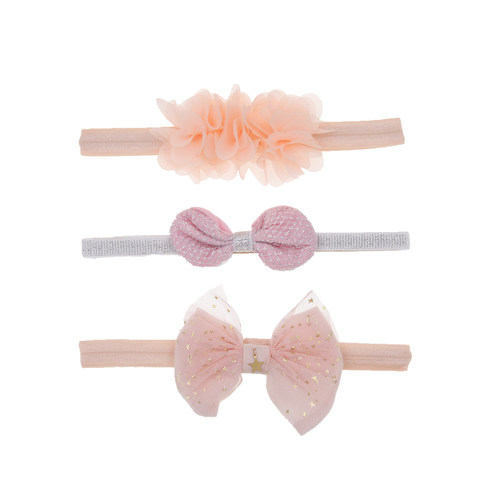 Fashion Korean style lace baby elastic headband baby flower crown headdress photo accessories three-piece set