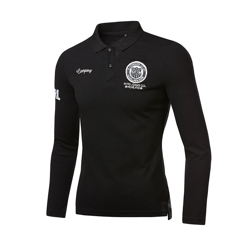 (Торговля через границу), осень с длинным рукавом, модная футболка, туристическое спортивное поло, классическая длина, приталенный, с вышивкой