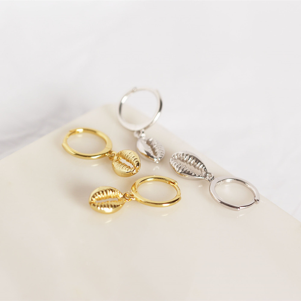 Drop Earrings, Earrings Classification 1 Pair Quantity 1 Pair 925 Sterling Silver Shell Shell Electroplating 18K Real Gold Plated Platinum Plated Drop Earrings Earrings