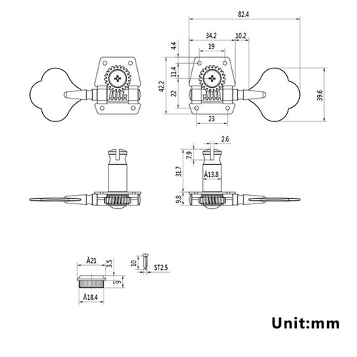 Electric bass tuners, bass open plum blossom handle tuners, tuners, tuners, tuners, tuners - 1 piece