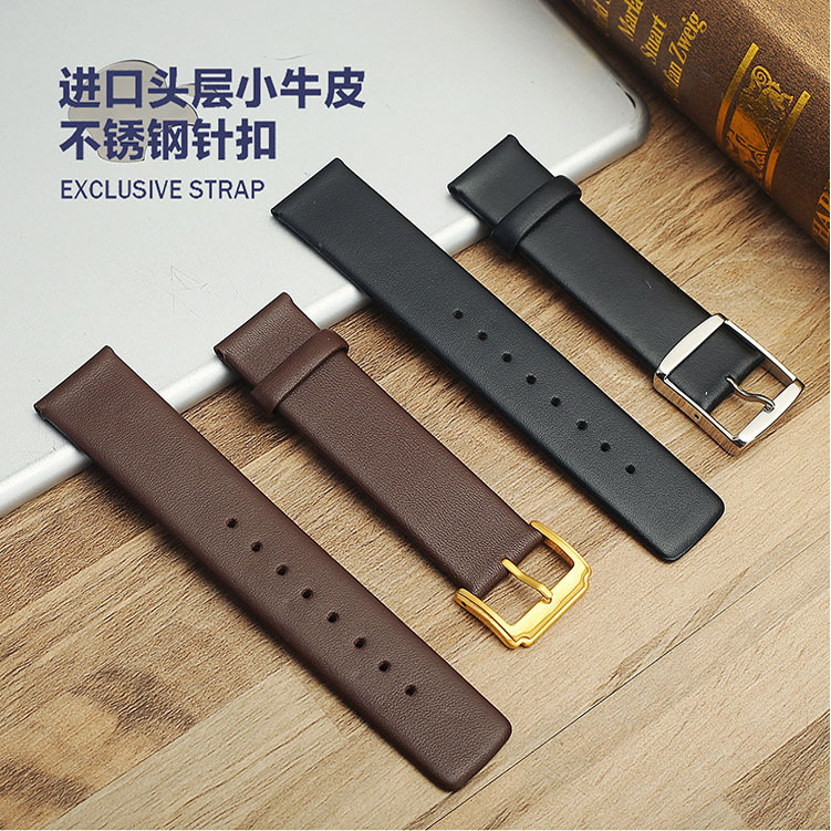 Factory wholesale men's and women's ultra-thin watch with pin buckle layer cowhide strap spot