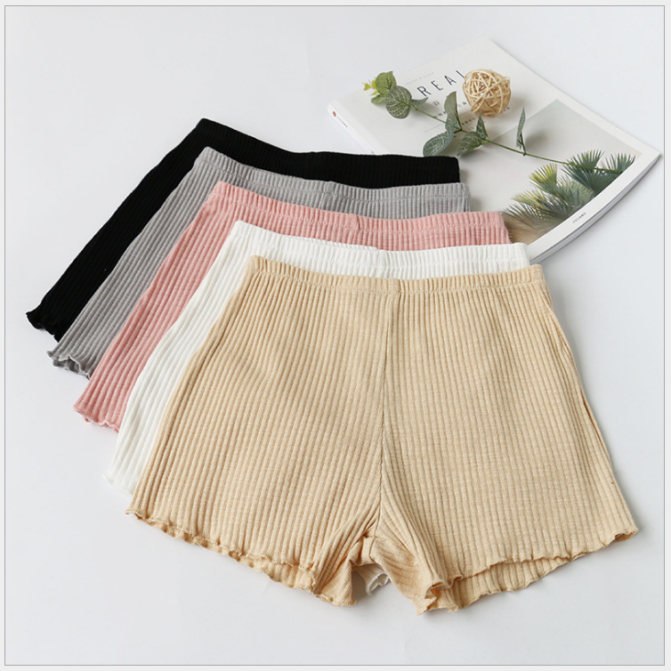 夏季三分打底裤四角防走光日系弹力螺纹棉居家可外穿平角安全裤