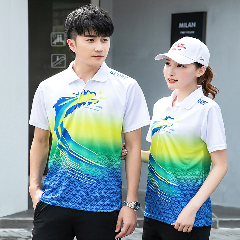 T-Shirt customized logo Lapel T-shirt customized polo Easy Short sleeved whole body printing coverall