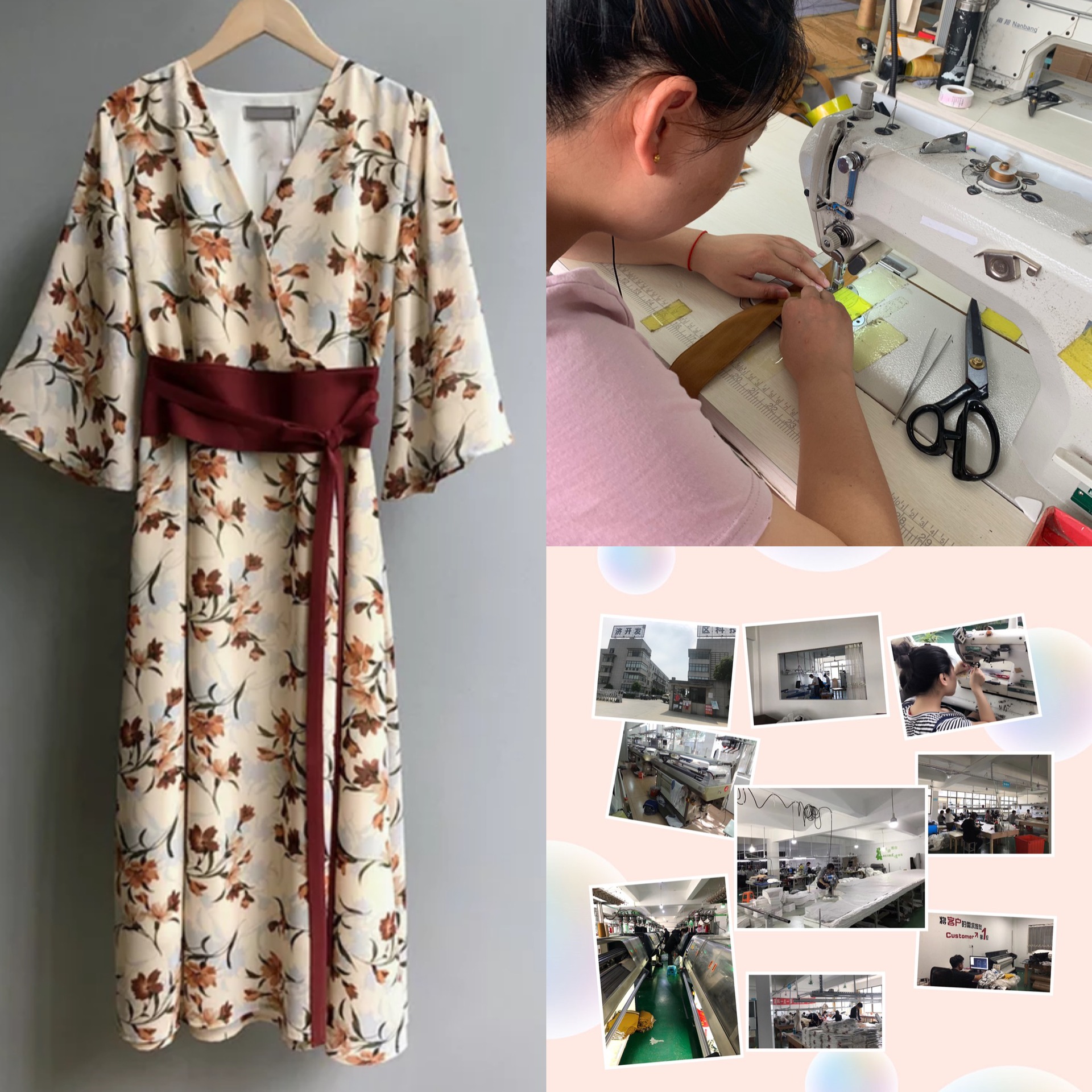 factory Batch customized Broken flowers Chiffon Dress Japanese kimono OEM originality customized