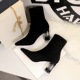 1718-3 European and American winter fashion simple thick-heeled crystal heel high-heeled suede pointed sexy nightclub slim boots