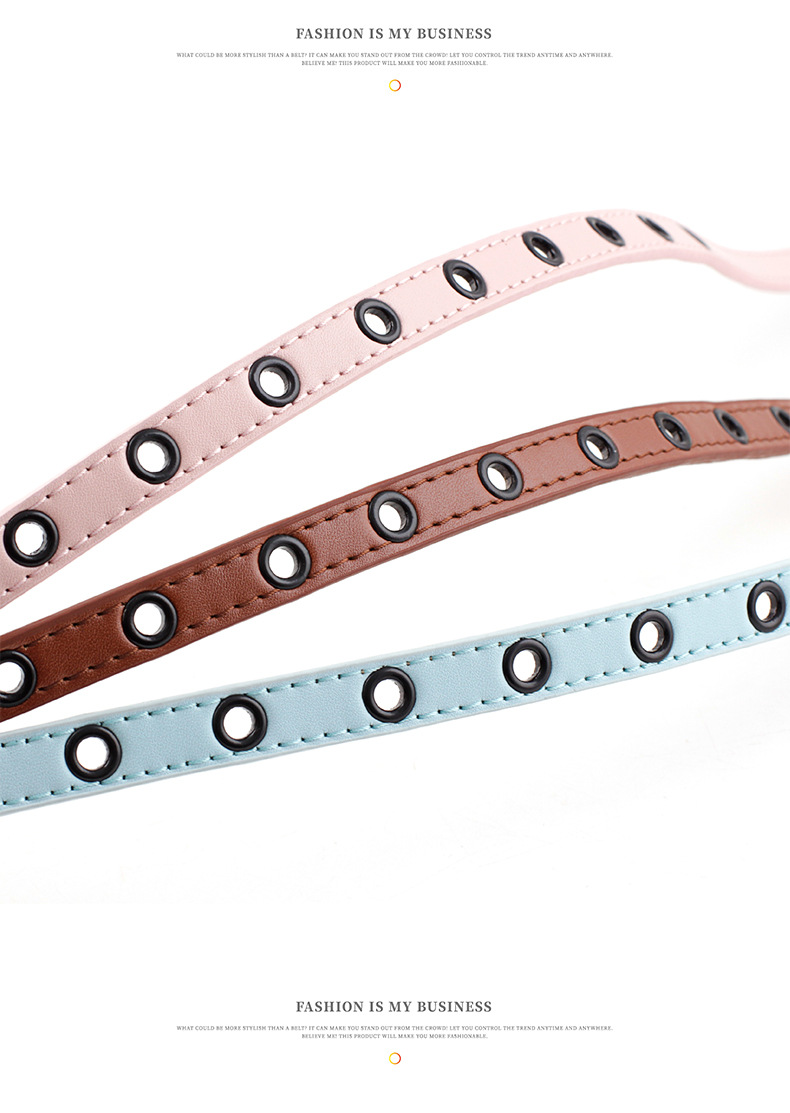 Fashion Round Buckle Black Eyelet Buckle Thin Belt With Sweater Small Belt display picture 3