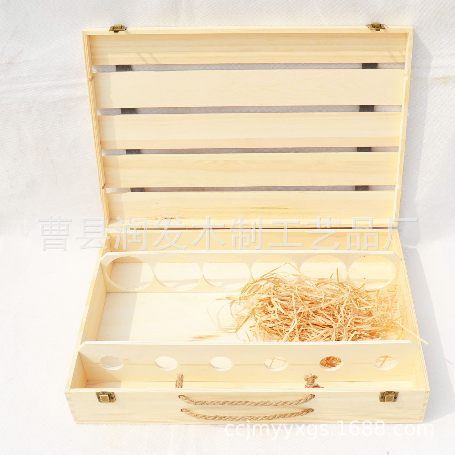 定制装六支红酒木盒 镂空葡萄酒木盒 红酒包装木盒可定做 单排6支|ms