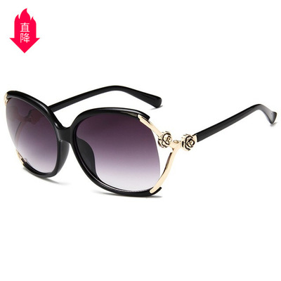 经典山茶花点漆太阳镜时尚镂空女士潮流大框修脸百搭眼镜1152|ms