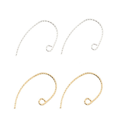 新款镀S925纯银耳钩麻花耳勾镀金U形9字耳环手工diy耳饰配件批发|ru