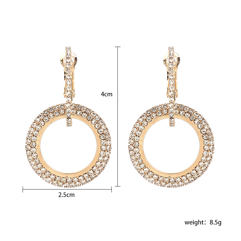 10g Weight No Inlaid Inlay Material Earrings Classification Travel Occasion Women'S Gender Gold, Silver Color Fashion Super Flash Diamond Round Geometric Earrings 无