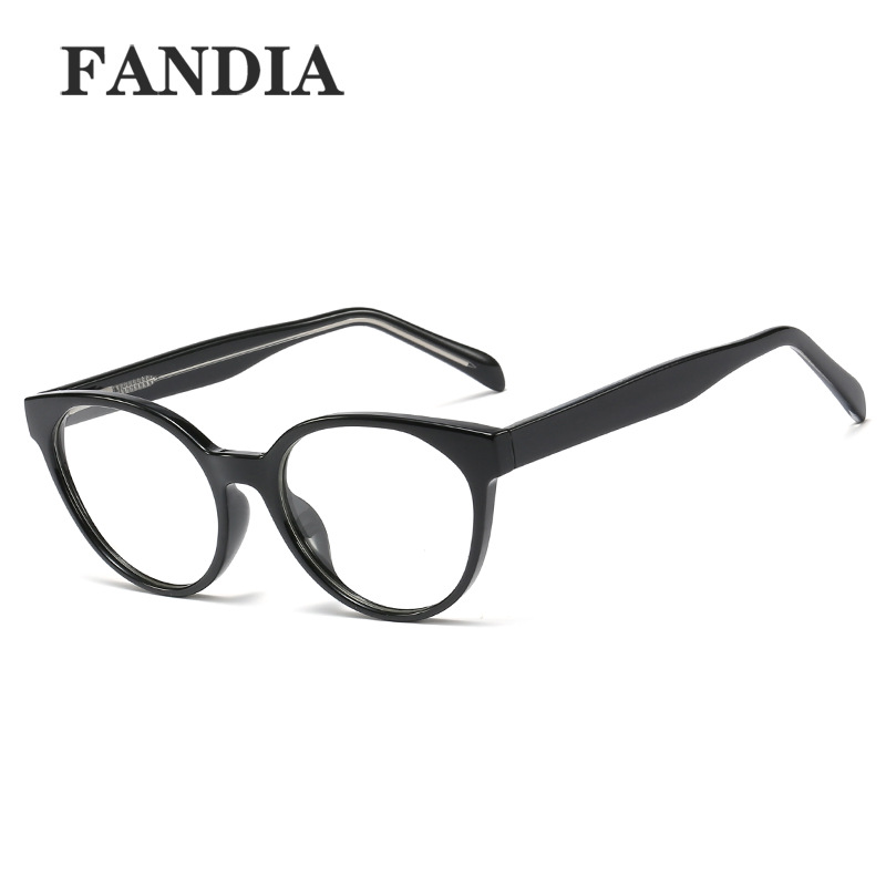 93348 New Retro round frame flat lens women's versatile TR90 spring frame CP plug in myopia glasses