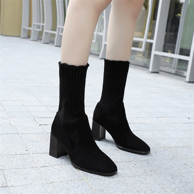 autumn and winter,thick heels,Martin boots,handsome,Korean version， plush middle