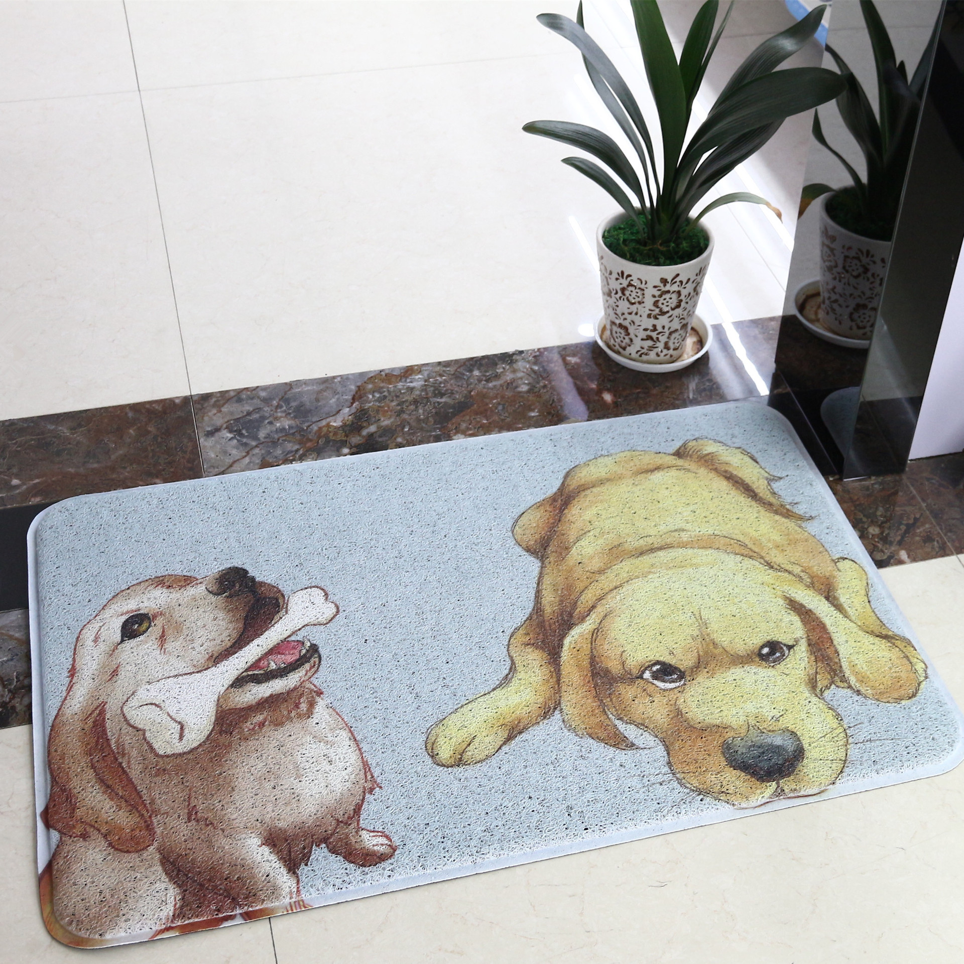 Predpražnik iz risanih PVC žičnih obročev za osnovno odstranjevanje prahu in protizdrsno preprogo se lahko uporablja kot reklamna podloga_voghion.com