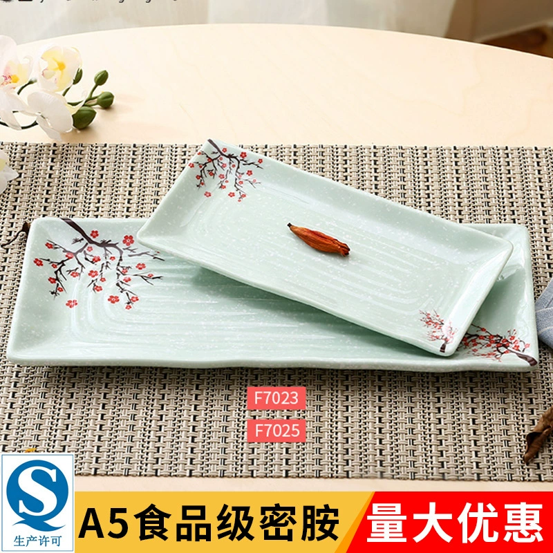 Прямоугольная тарелка Barramine, пластик имитация фарфора, декоративный цветочный узор для ресторана