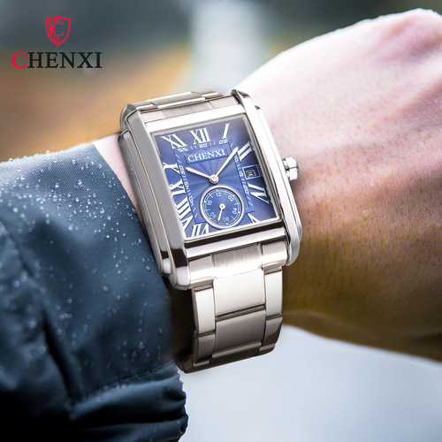 Chenxi brand square steel band calendar men's watch live cross-border foreign trade manufacturer wholesale fashion business quartz watch