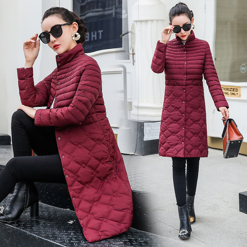 Mid-length Plus Size Stand-up Collar Women's Cotton Coat