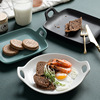 Manufacturers supply Nordic matte ceramic plates rectangular binocular disk fish plate fruit dessert plate