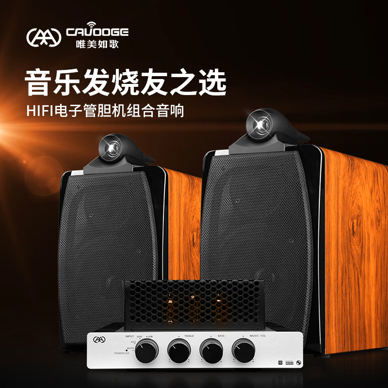 全铝合金高档2.0声道蓝牙胆机hif桌面大功率i功放DJ-390