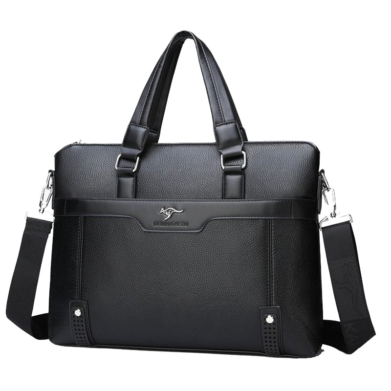 Kangaroo Men's Bag New Edition Litchi Pattern Handbag Manufacturers Specialize in Men's Crossover Bag Document Document Tablet Computer Bag