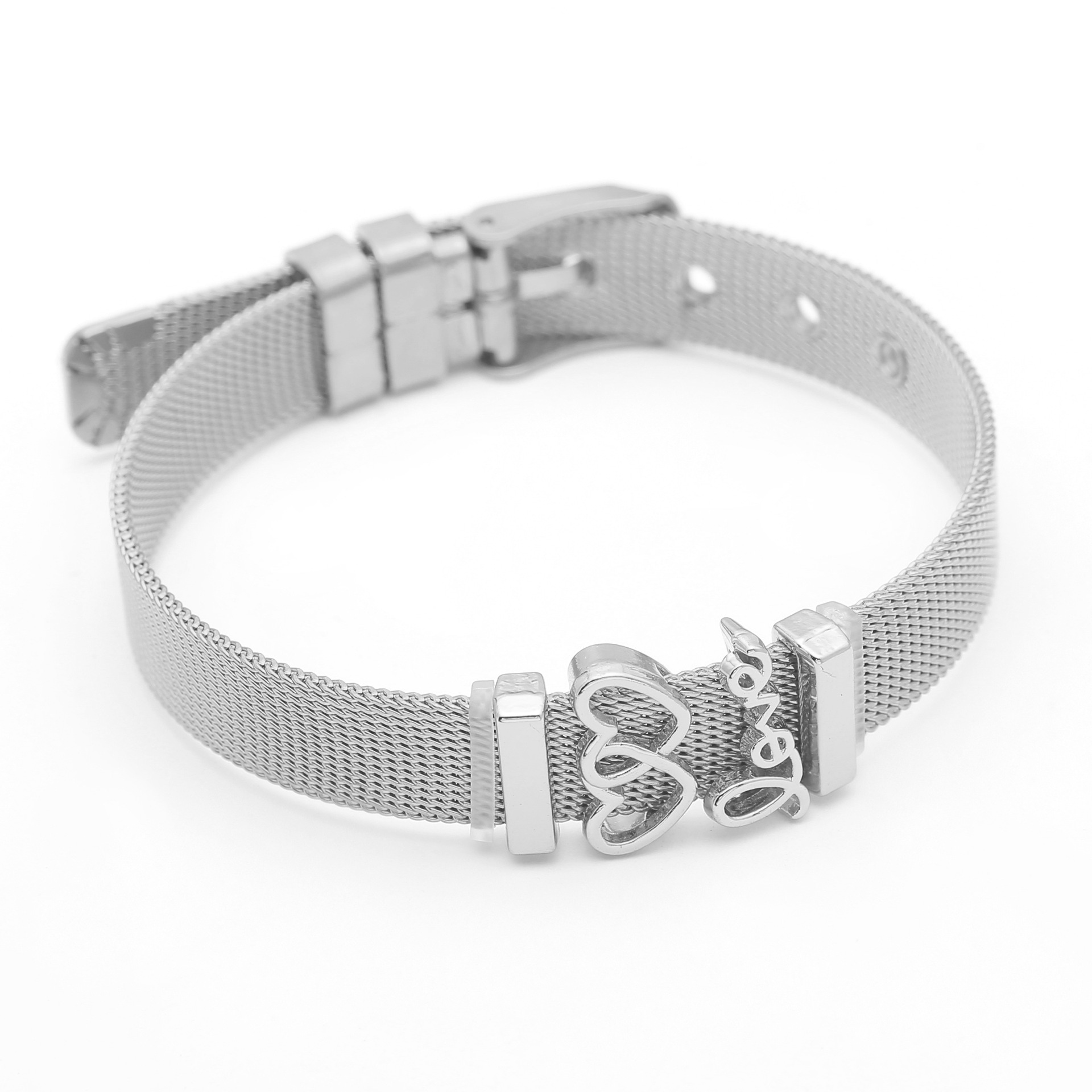 35g Weight Bangle Classification Sweet Letter Heart Shape Stainless Steel Plating Bangle
